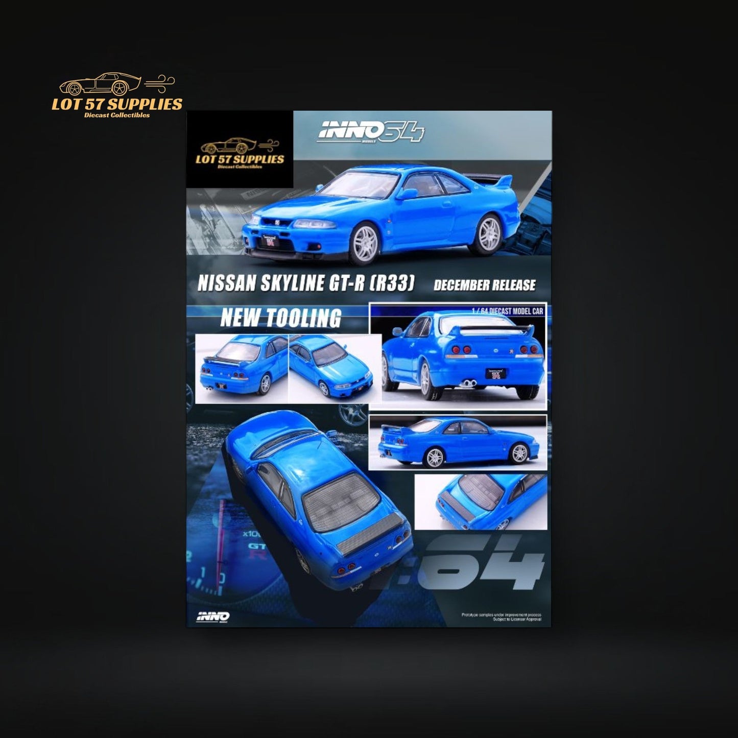 Inno64 Nissan Skyline GT-R R33 Blue 1:64