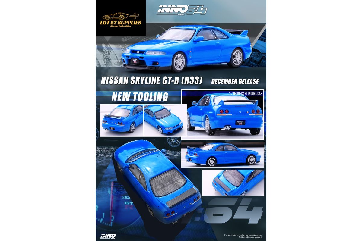Inno64 Nissan Skyline GT-R R33 Blue 1:64