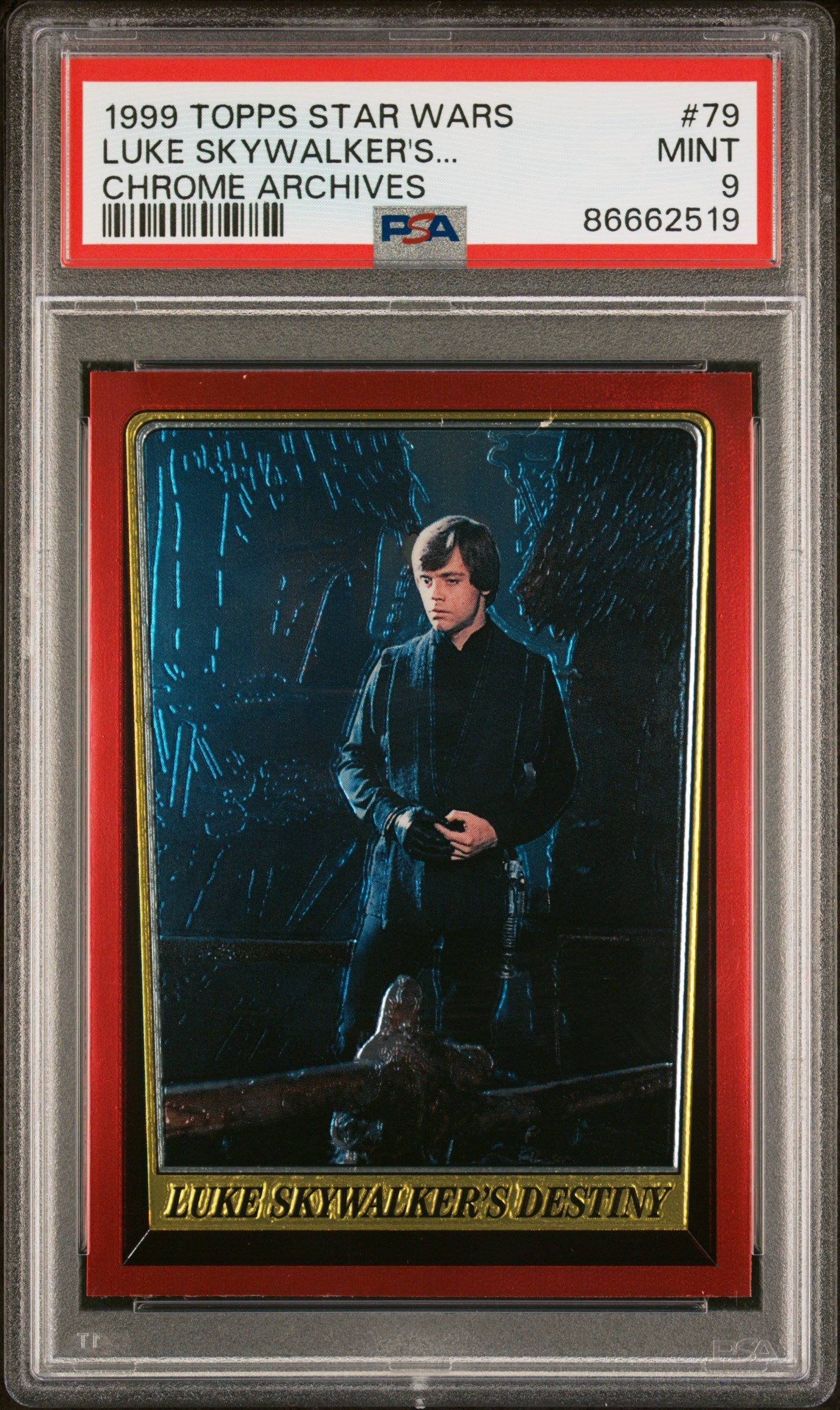 1999 TOPPS CHROME STAR WARS CHROME ARCHIVES LUKE SKYWALKER'S... CHROME ARCHIVES #79 - PSA 9