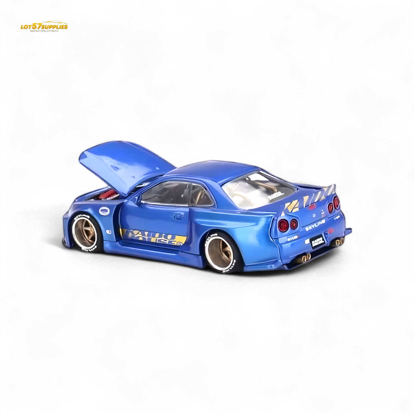 Mini GT x Kaido House Nissan Skyline GT-R R34 V2 Shinjuku Blue 1:64