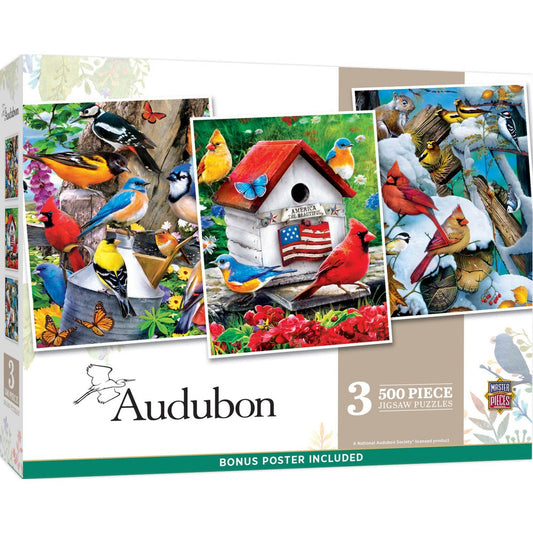 Audubon - 500 Piece Jigsaw Puzzles 3 Pack by Masterpieces