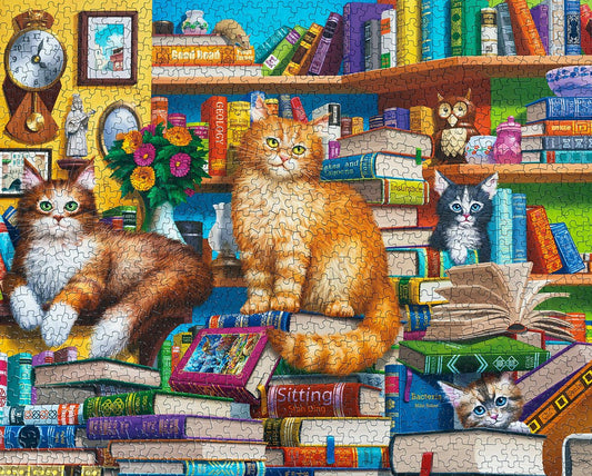 Bookshop Cats 1000 Piece Jigsaw Puzzle by Springbok Puzzles