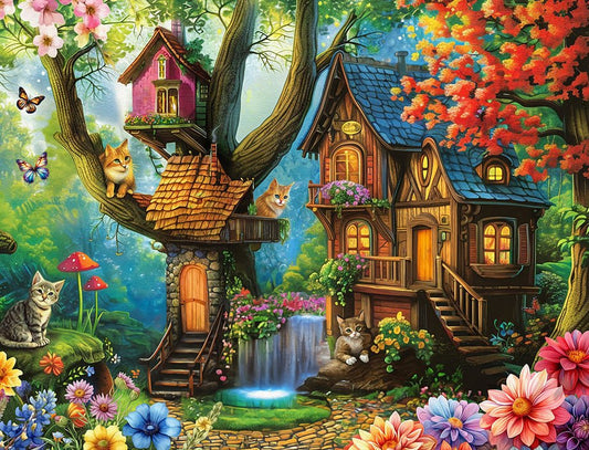 Cats Treehouse 500 Piece Jigsaw Puzzle by Springbok Puzzles