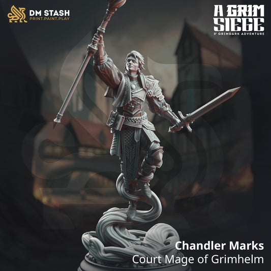 Chandler Marks, Court Mage of Grimhelm (Male Human Wizard)