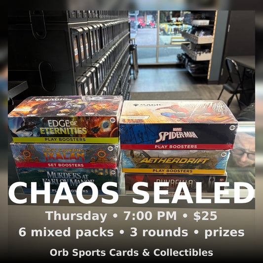 Chaos Sealed Event - Spider-man, Edge of Eternities, Aetherdrift, Ixalan, Karlov Manor, Phyrexia