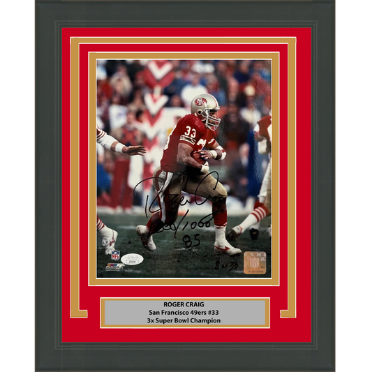 Framed Autographed/Signed Roger Craig San Francisco 49ers 8x10 Football Photo JSA COA #2