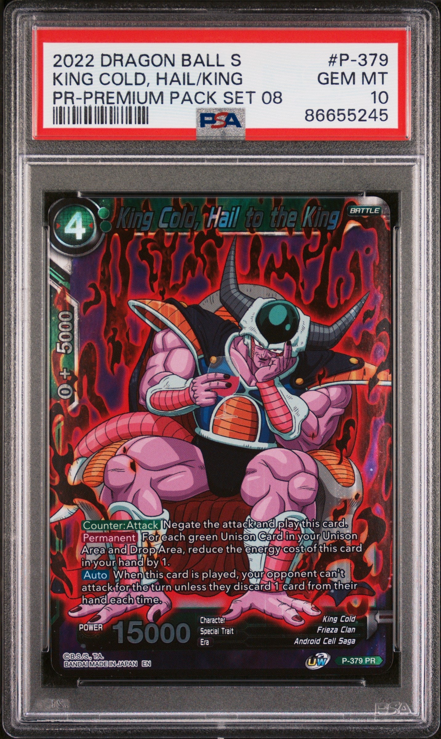 2022 DRAGON BALL SUPER KING COLD, HAIL/KING #P-379 - PSA 10