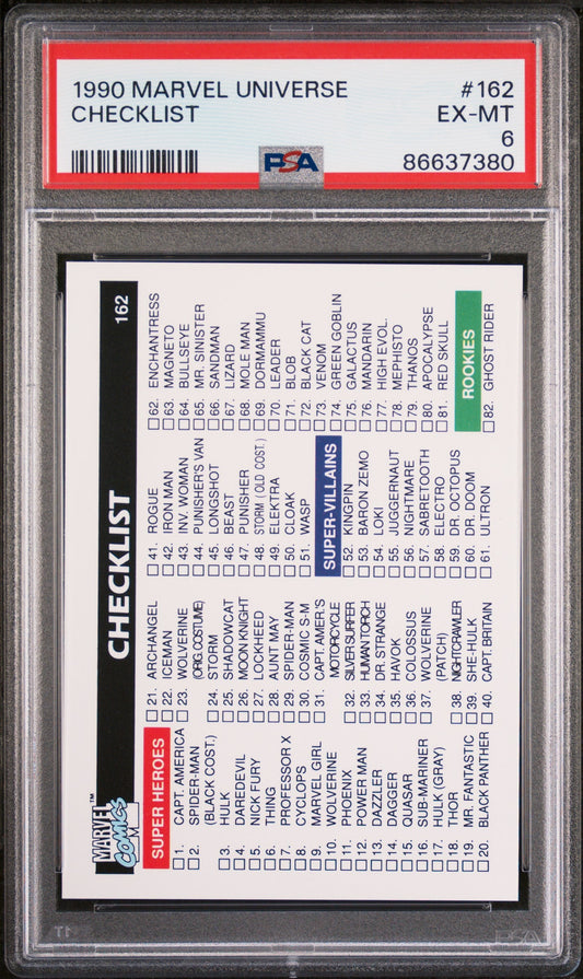 1990 MARVEL UNIVERSE CHECKLIST  #162 - PSA 6