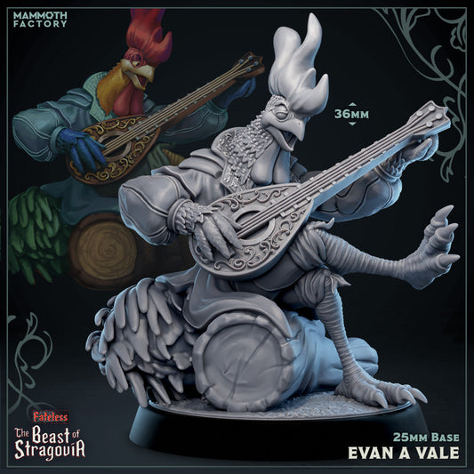 Evan A Vale (Male Aarakocra Rooster Bard)