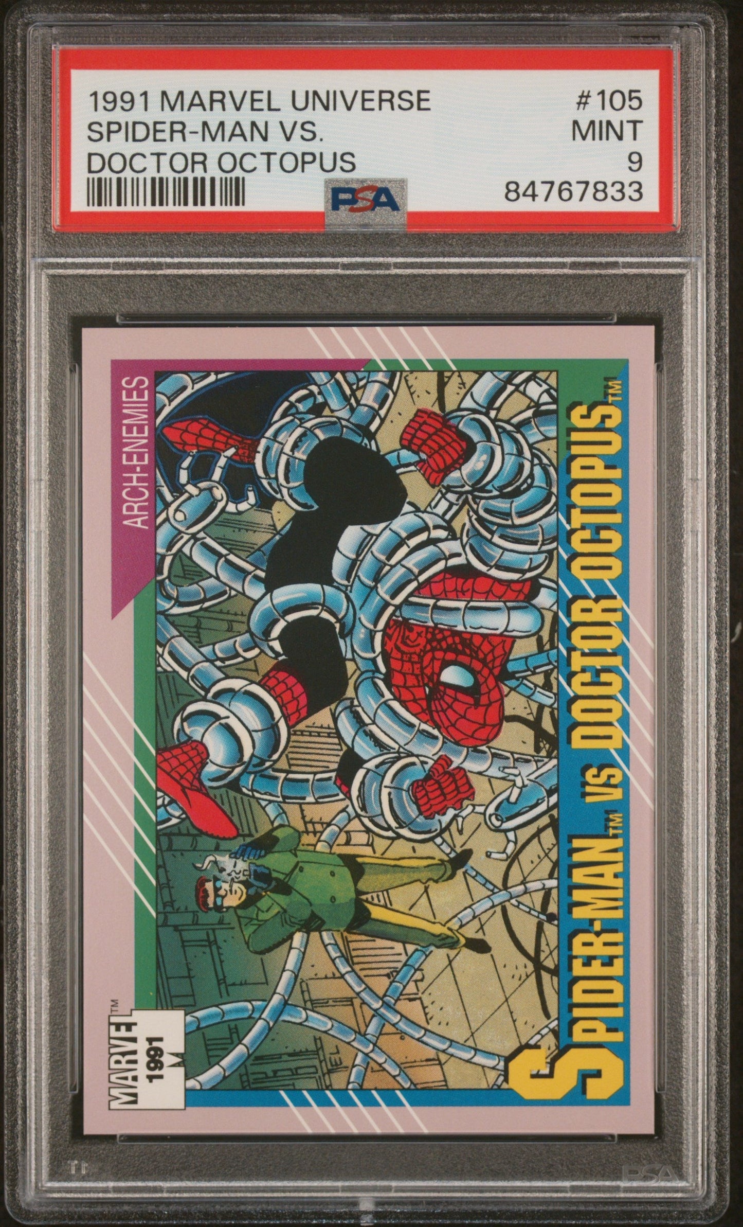 1991 MARVEL UNIVERSE SPIDER-MAN VS. DOCTOR OCTOPUS #105 - PSA 9