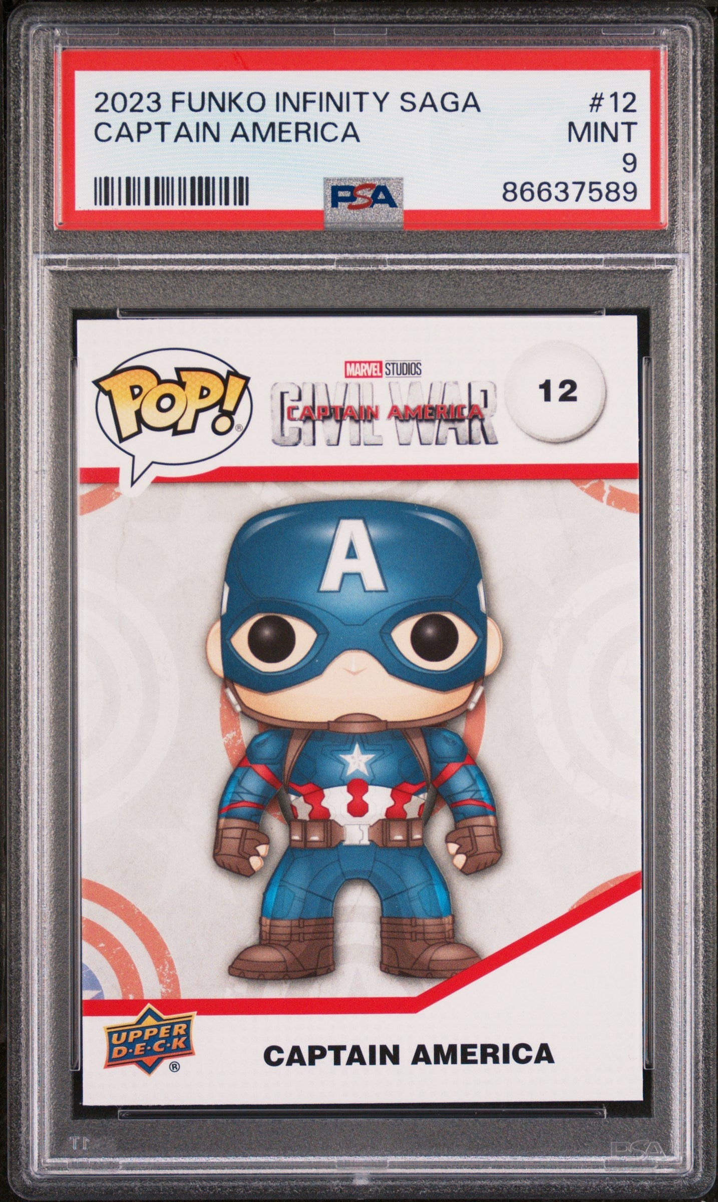 2023 UPPER DECK FUNKO POP MARVEL  CAPTAIN AMERICA  #12  PSA 9