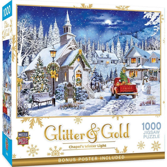 Glitter & Gold - Chapel's Winter Light 1000 Piece Jigsaw Puzzle | Masterpieces Puzzles