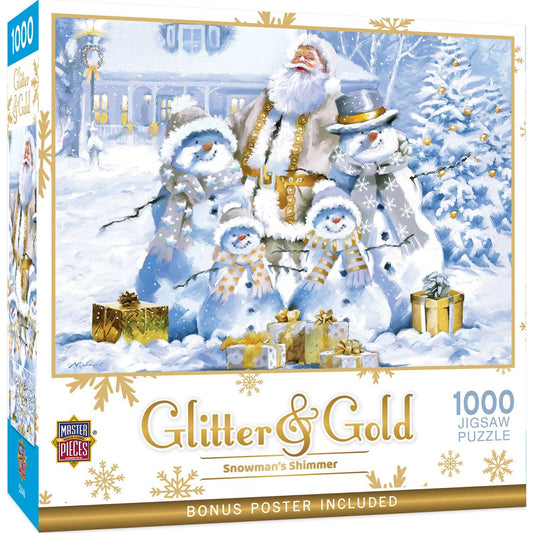 Glitter & Gold - Snowman's Shimmer 1000 Piece Jigsaw Puzzle | Masterpieces Puzzles