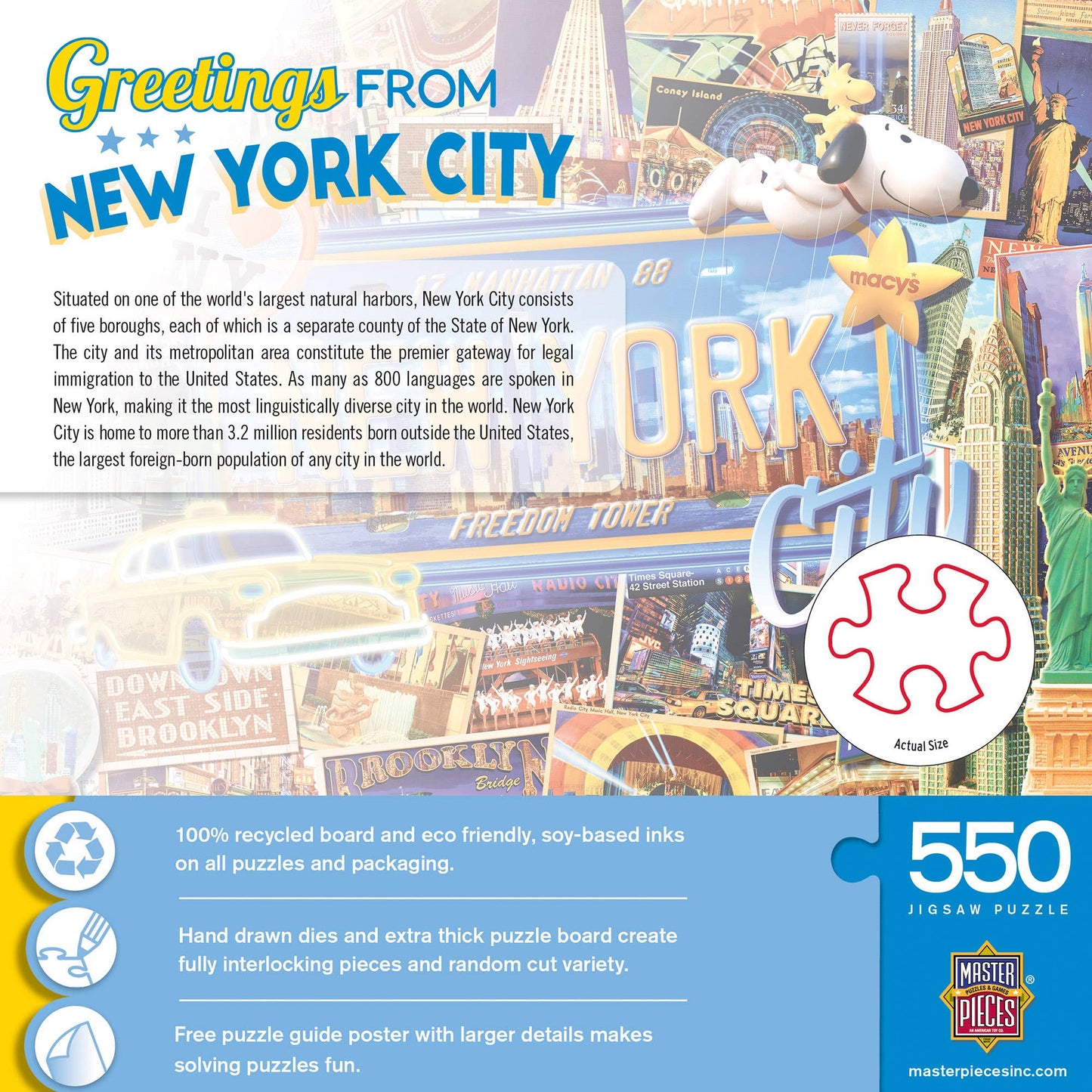 Greetings From New York - 550 Piece Jigsaw Puzzle by Masterpieces Puzzles