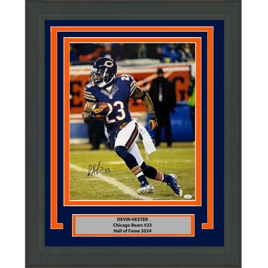 Framed Autographed/Signed Devin Hester Chicago Bears 16x20 Football Photo JSA COA #3