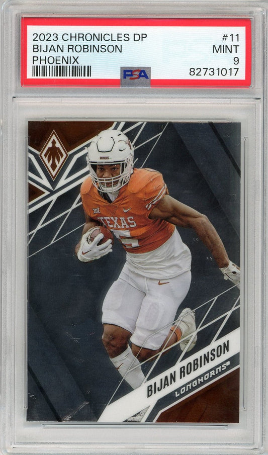 Graded 2023 Chronicles Draft Picks Bijan Robinson #11 Phoenix Rookie RC Football Card PSA 9 Mint