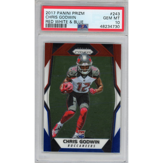 Graded 2017 Panini Prizm Chris Godwin #243 Red White & Blue Rookie RC Football Card PSA 10 Gem Mint