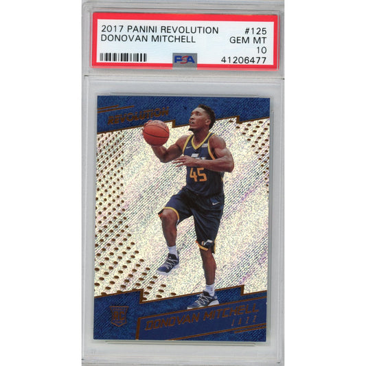 Graded 2017-18 Panini Revolution Donovan Mitchell #125 Rookie RC Basketball Card PSA 10 Gem Mint