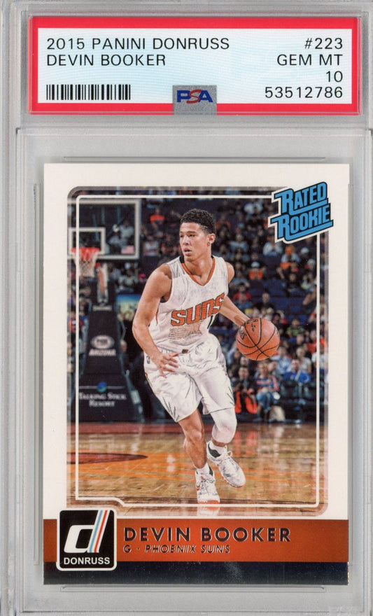 Graded 2015-16 Panini Donruss Devin Booker #223 Rated Rookie RC Basketball Card PSA 10 Gem Mint