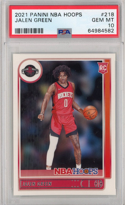 Graded 2021-22 Panini NBA Hoops Jalen Green #218 Rookie RC Basketball Card PSA 10 Gem Mint