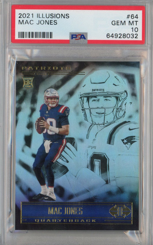 Graded 2021 Panini Illusions Mac Jones #64 Rookie RC Football Card PSA 10 Gem Mint