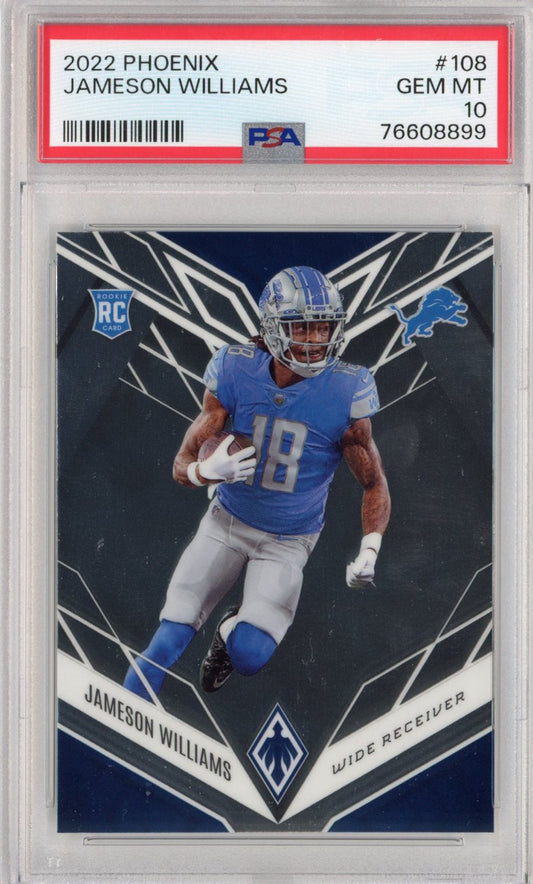 Graded 2022 Panini Phoenix Jameson Williams #108 Rookie RC Football Card PSA 10