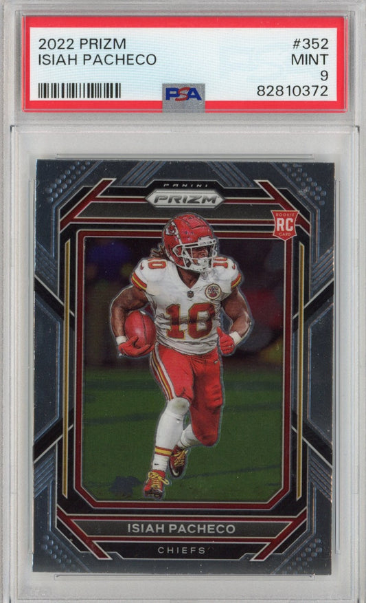 Graded 2022 Panini Prizm Isiah Pacheco #352 Rookie RC Football Card PSA 9 Mint