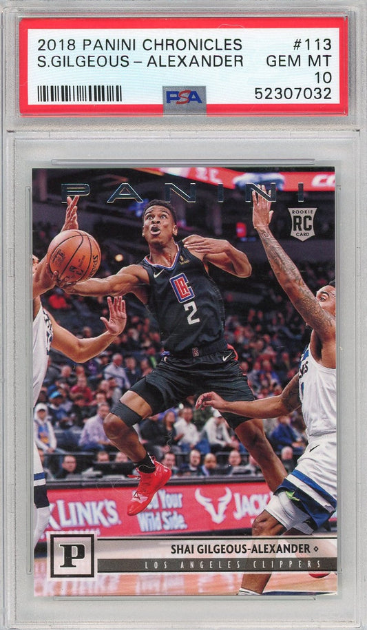 Graded 2018 Panini Chronicles Shai Gilgeous-Alexander #113 Rookie RC Basketball Card PSA 10 Gem Mint