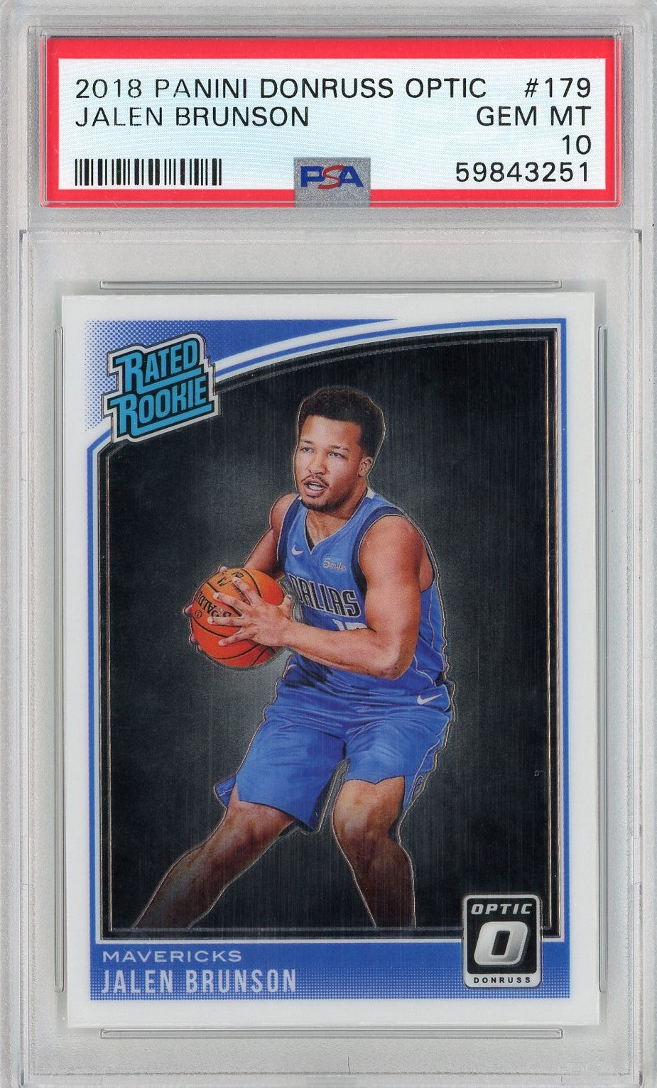 Graded 2018 Panini Donruss Optic Jalen Brunson #179 Rookie RC Basketball Card PSA 10 Gem Mint