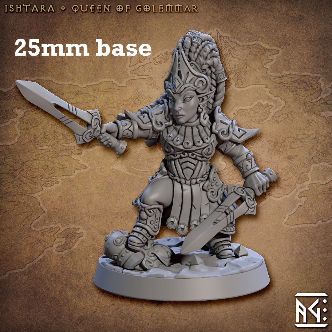 Ishtara, Queen of Golemmar (Female Gnome Fighter Noble)
