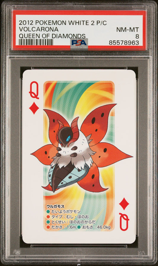 2012 POKEMON WHITE 2 PLAYING CARDS VOLCARONA  -  PSA  8