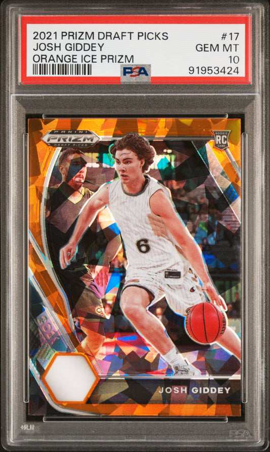 2021 PANINI PRIZM DRAFT PICKS JOSH GIDDEY ORANGE ICE PRIZM #17 - PSA 10 ROOKIE CARD