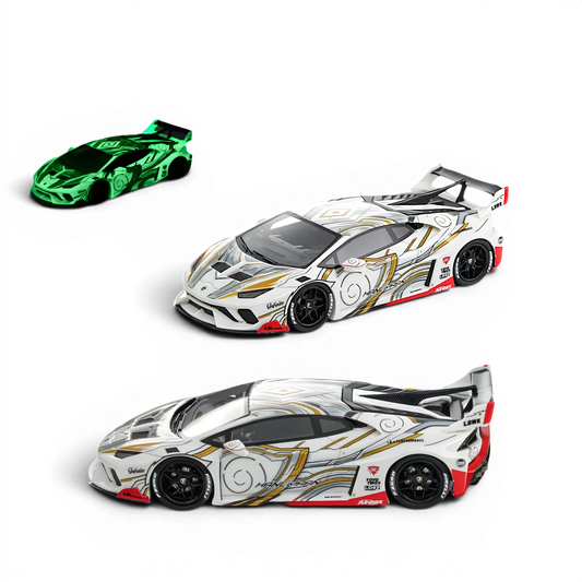 Flame Lamborghini Huracan GT LP610 White Gray - Glow in dark 1:64