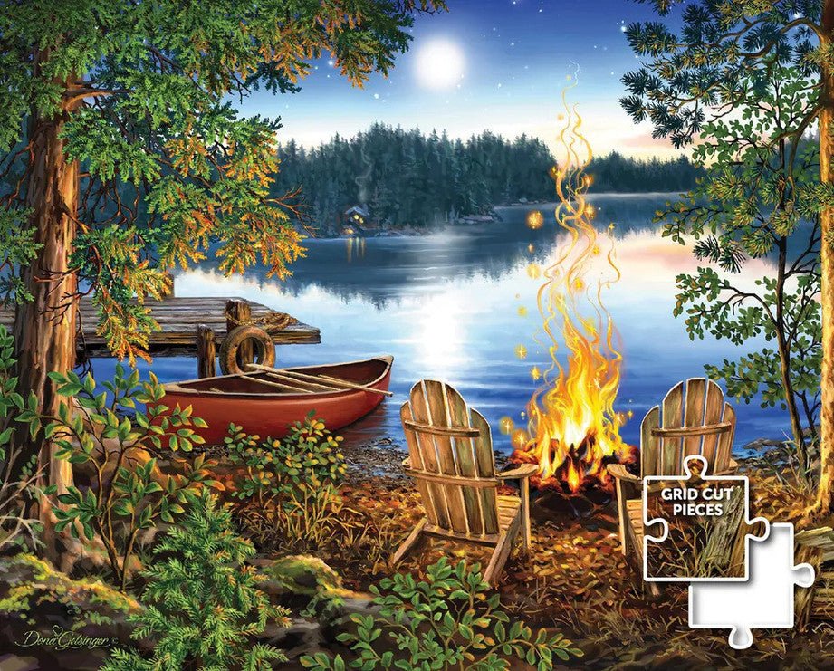 Majestic Lakeside Canoe 1000 Piece Wooden Jigsaw Puzzle by Springbok Puzzles - Serene Nature Adventure