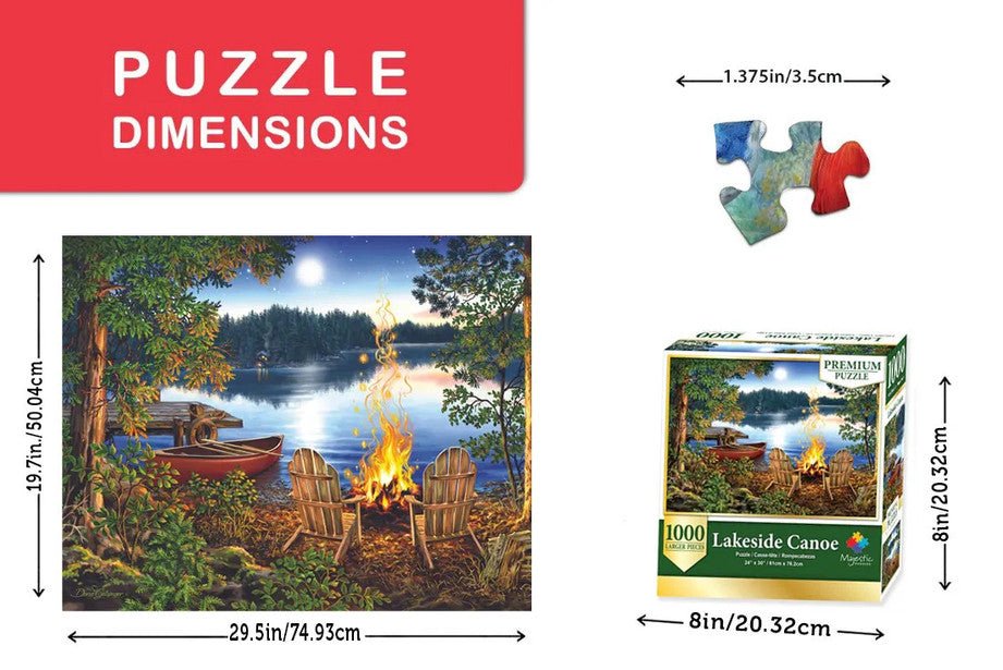 Majestic Lakeside Canoe 1000 Piece Wooden Jigsaw Puzzle by Springbok Puzzles - Serene Nature Adventure