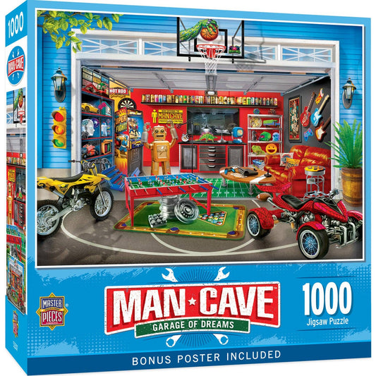 Man Cave Garage of Dreams 1000 Piece Jigsaw Puzzle | Masterpieces Puzzles