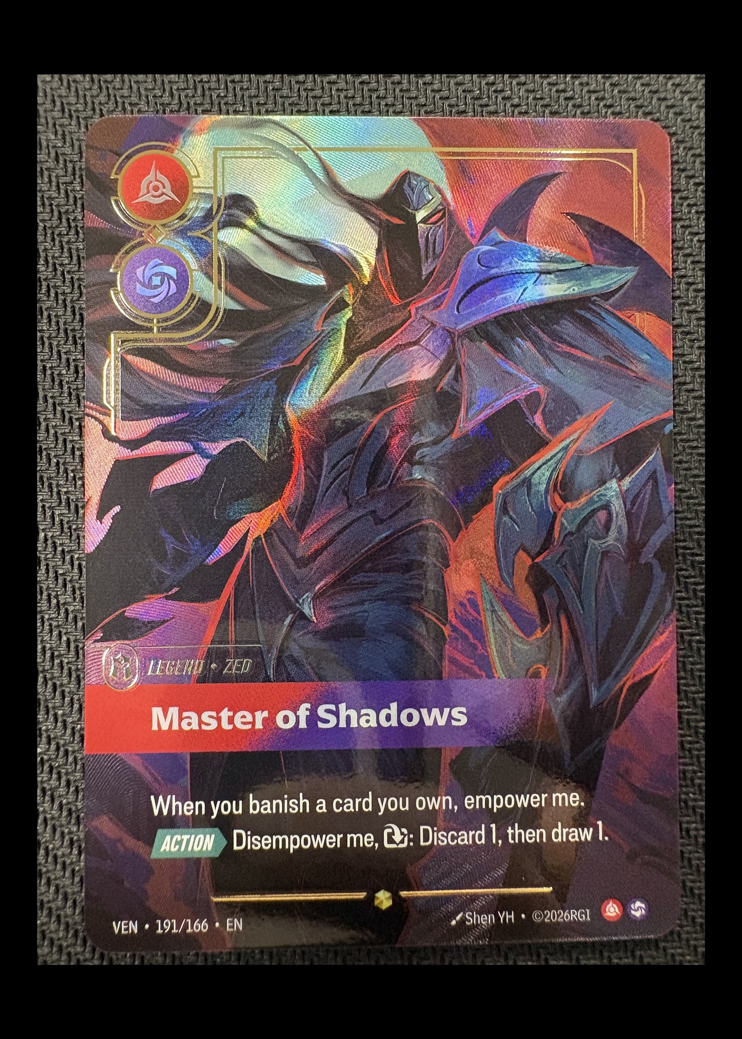 2026 Riftbound Vendetta Master of Shadows Zed 191/166 Overnumbered Foil NM