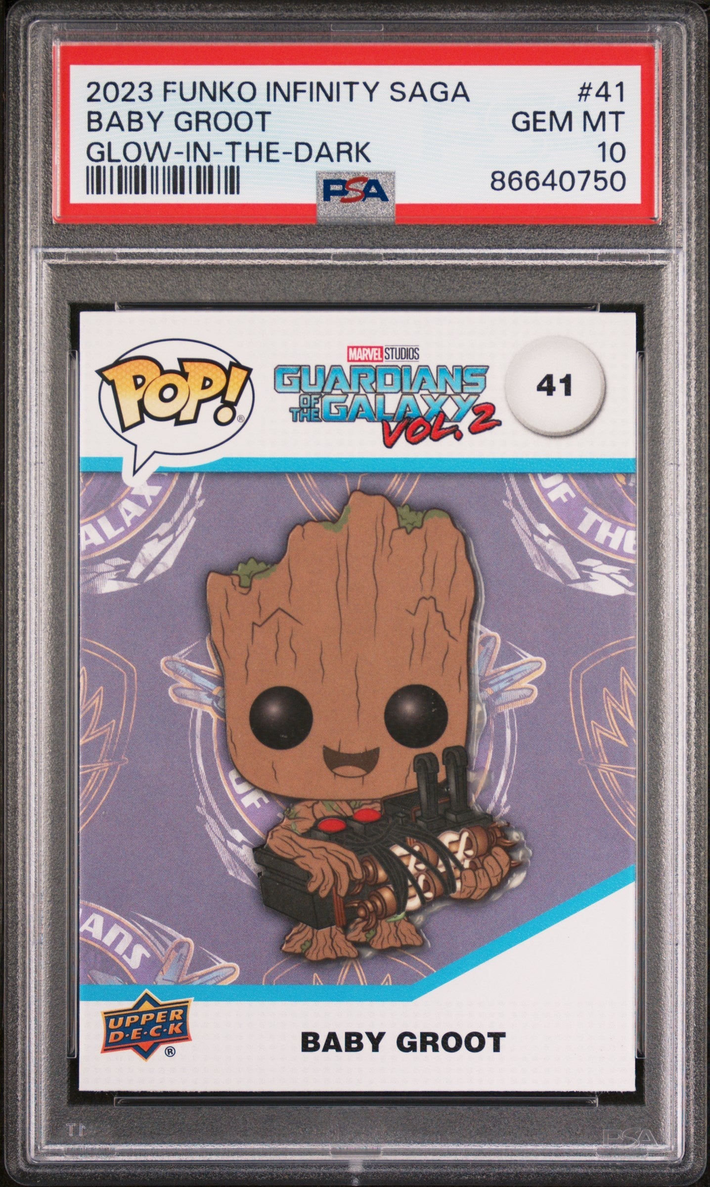 2023 UPPER DECK FUNKO POP MARVEL  BABY GROOT GLOWINTHEDARK #41  PSA 10