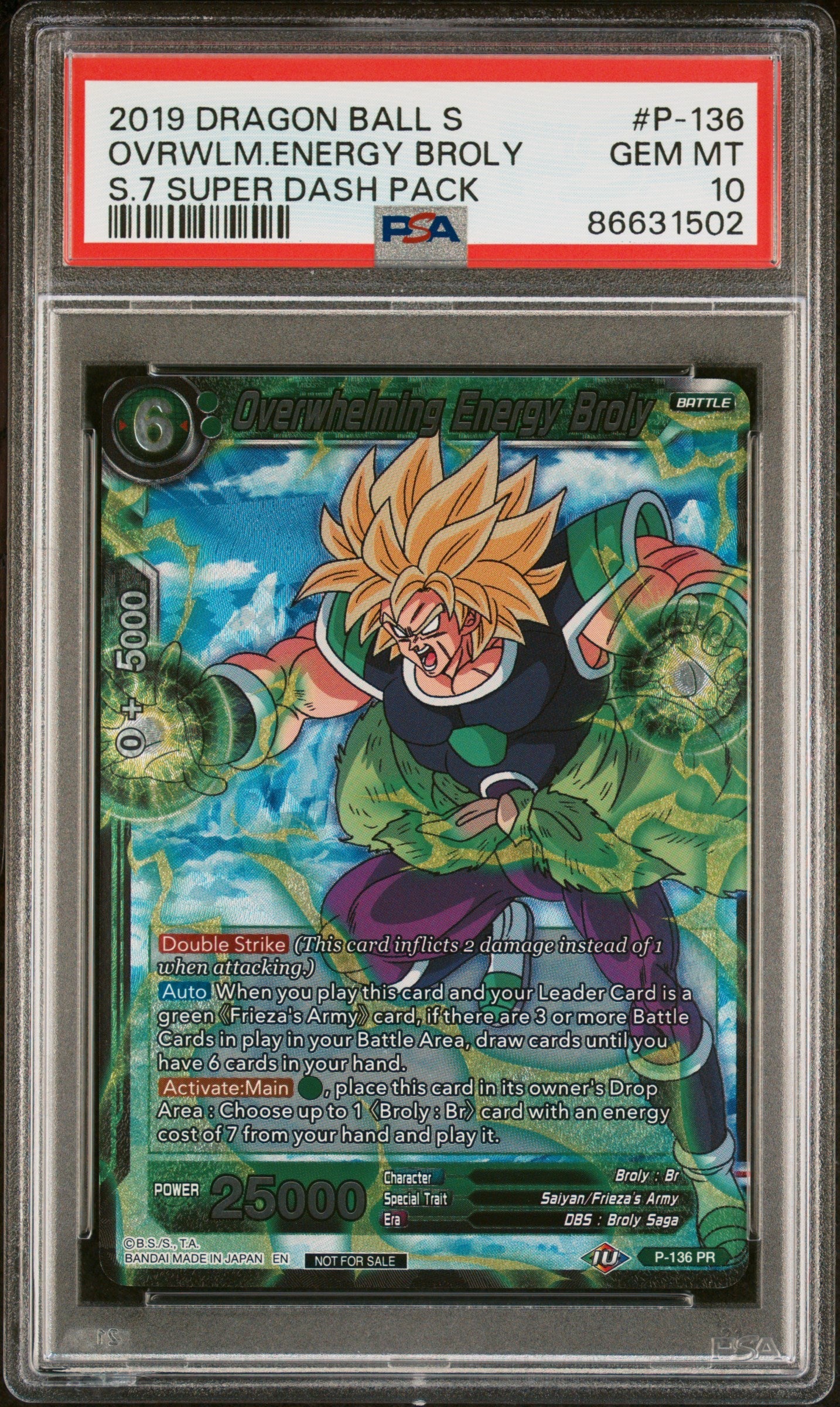 2019 DRAGON BALL SUPER OVRWLM.ENERGY BROLY #P-136 - PSA 10