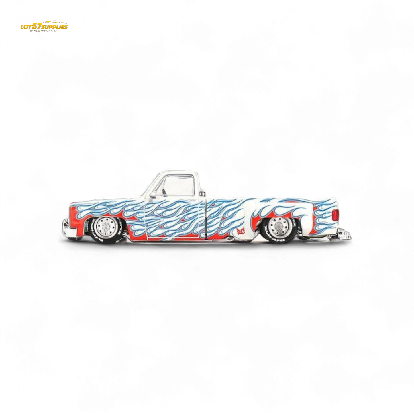 Mini GT x Kaido House Chevrolet Silverado Dually On Fire V2 1:64
