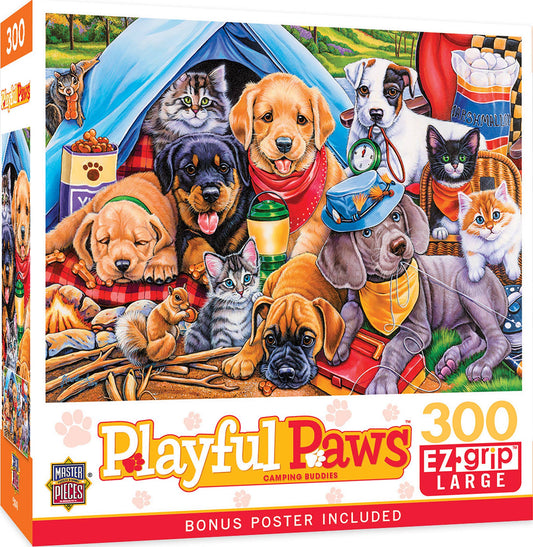 Playful Paws - Camping Buddies 300 Piece EZ Grip Jigsaw Puzzle | Masterpieces Puzzles