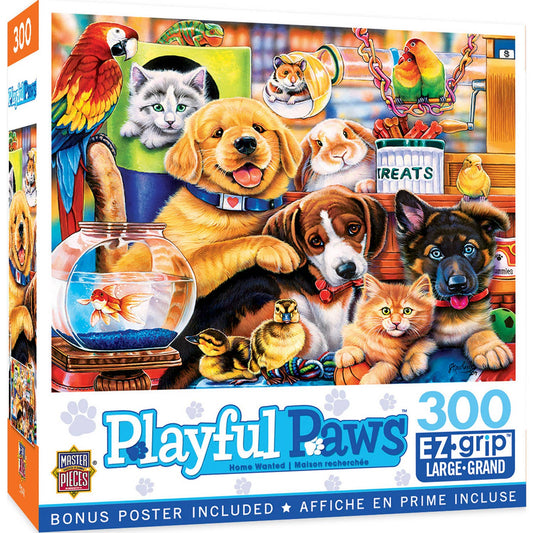 Playful Paws - Home Wanted 300 Piece EZ Grip Puzzle by Masterpieces Puzzles
