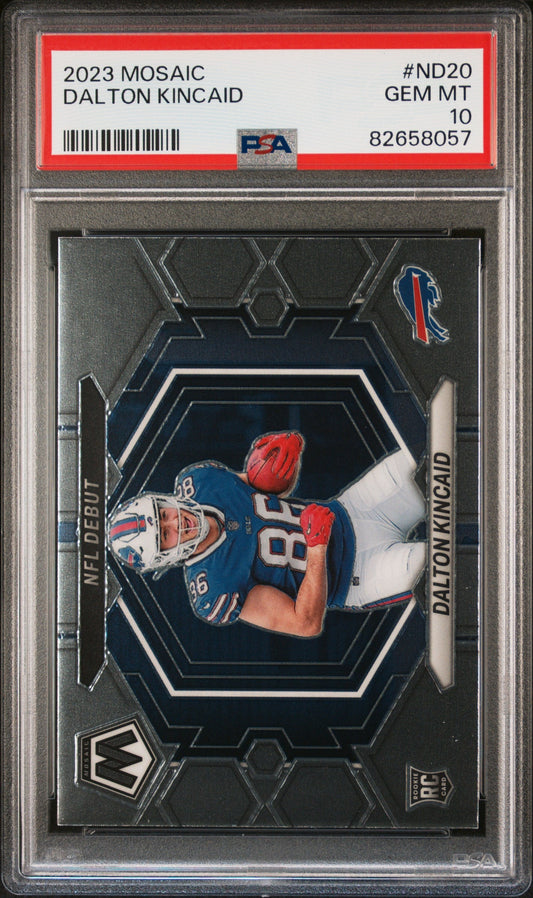 Graded 2023 Panini Mosaic Dalton Kincaid #ND20 Rookie RC Football Card PSA 10 Gem Mint