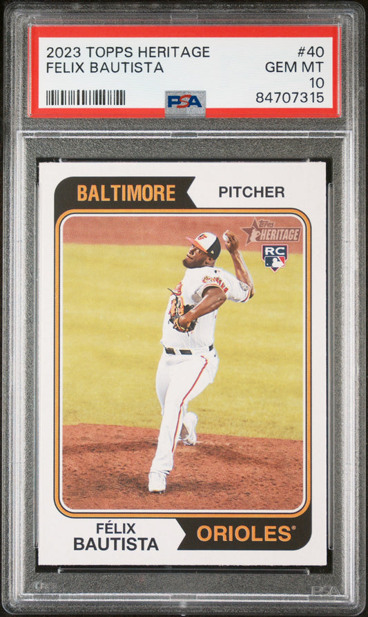 2023 TOPPS HERITAGE FELIX BAUTISTA  #40 - PSA 10 ROOKIE CARD