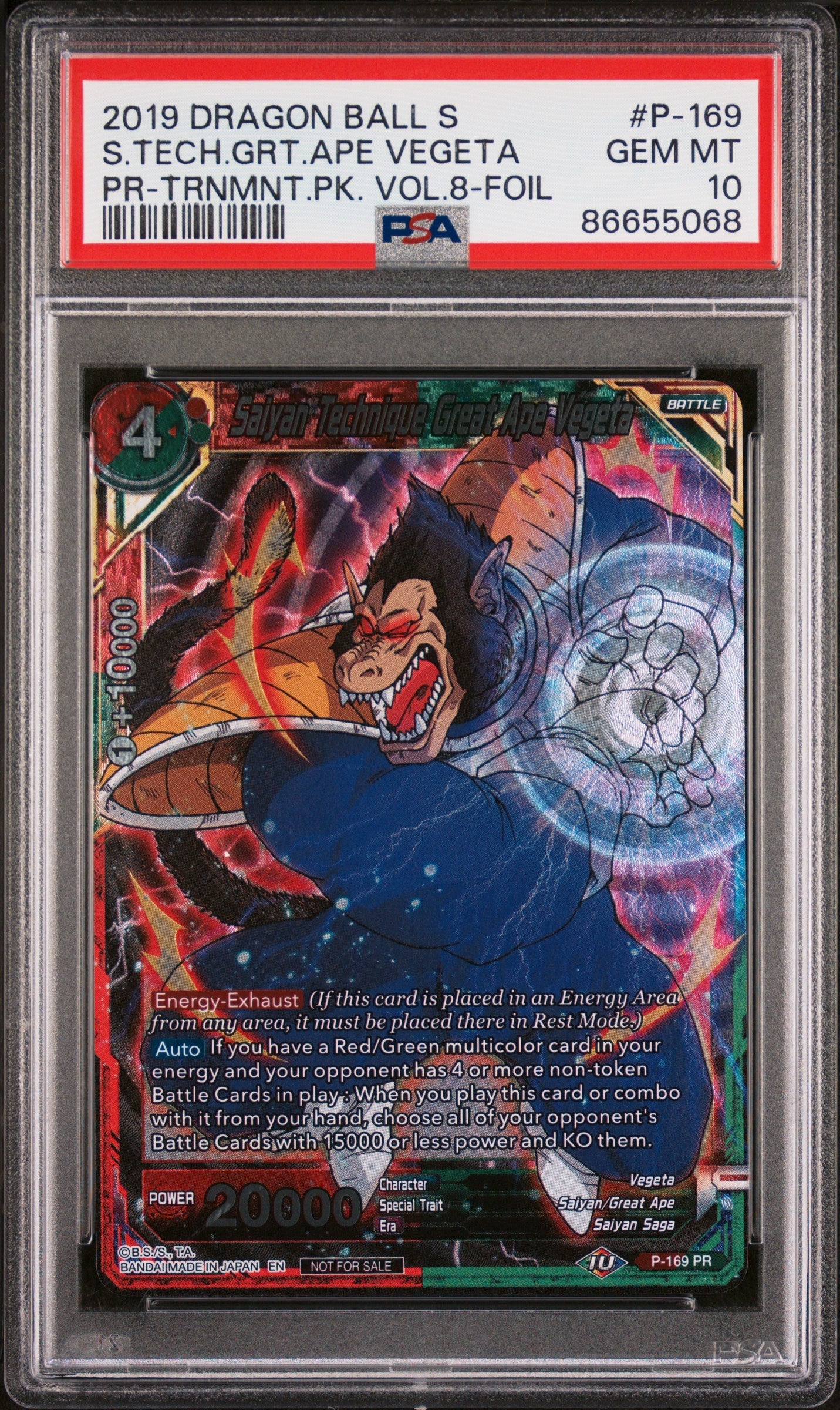2019 DRAGON BALL SUPER S.TECH.GRT.APE VEGETA #P-169 - PSA 10