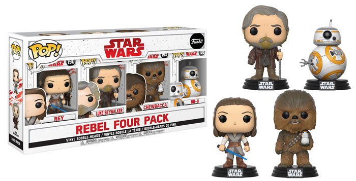 Rey (Glow in the Dark), Luke Skywalker, Chewbacca, BB-8 (Rebel Four Pack) 4-Pack - Costco Exclusive