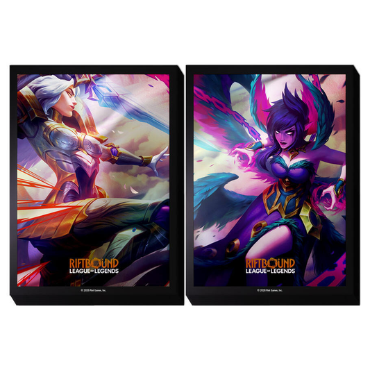 Riftbound Vendetta Kayle vs Morgana art sleeves