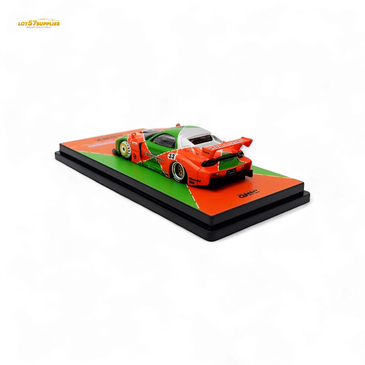 Inno64 Mazda RX-7 LBWK Orange/Green 1:64
