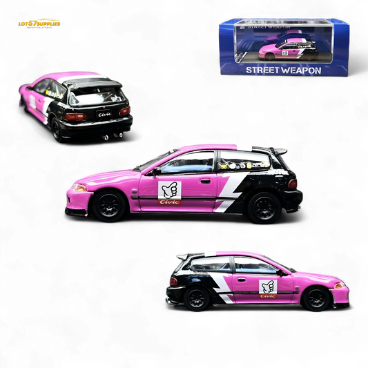 Street Weapon Honda Civic EG6 No Good Racing Pink 1:64