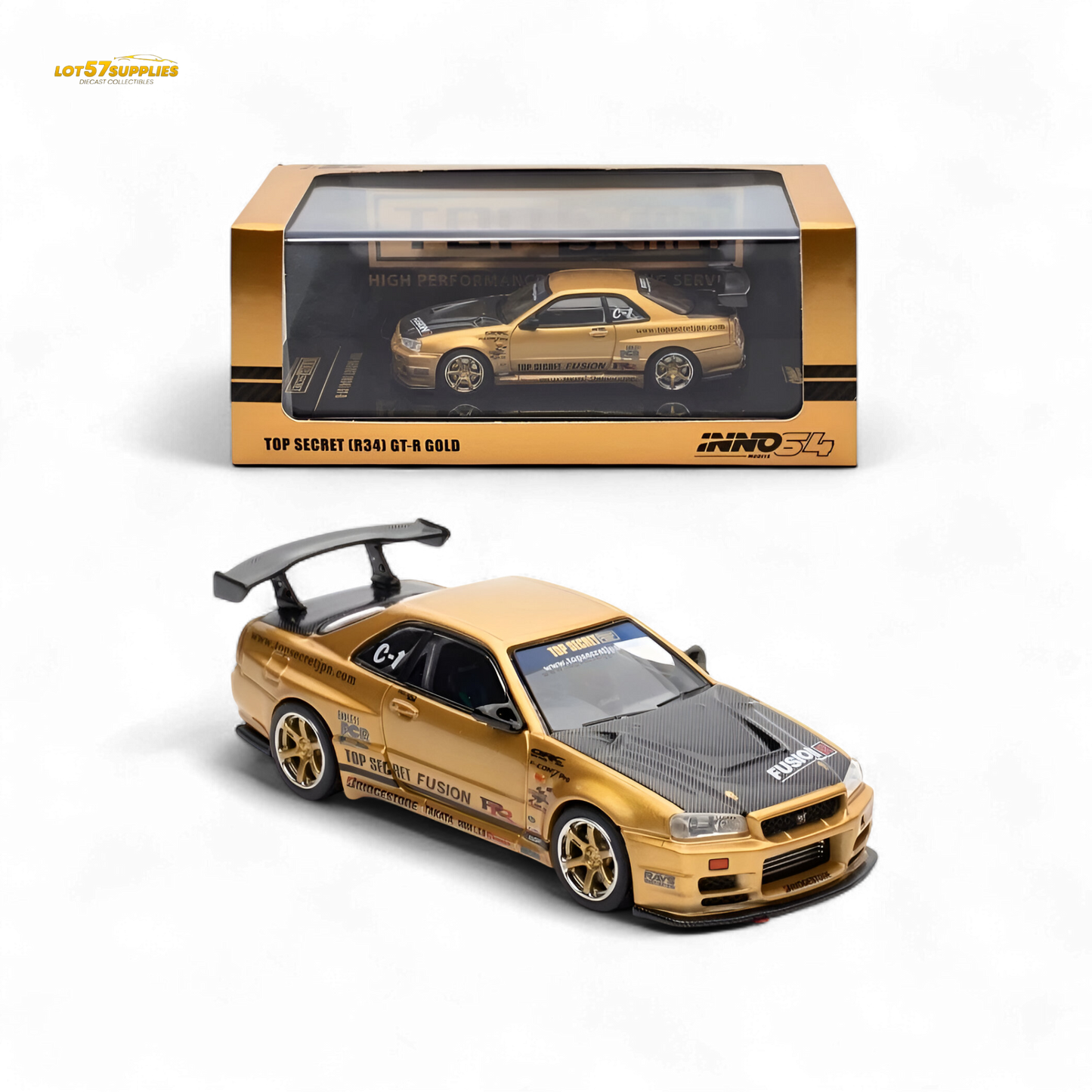 Inno64 Top Secret R34 GT-R Gold 1:64